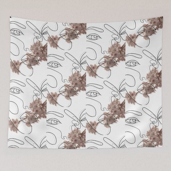 Item preview, Elegant minimalist women face with floral details designed and sold by meri3465.