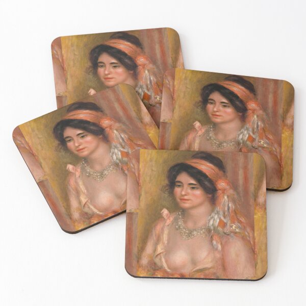 Item preview, Woman With Black Hair by Pierre-Auguste Renoir: Warm Romantic Portrait Poster designed and sold by artofuniverse.