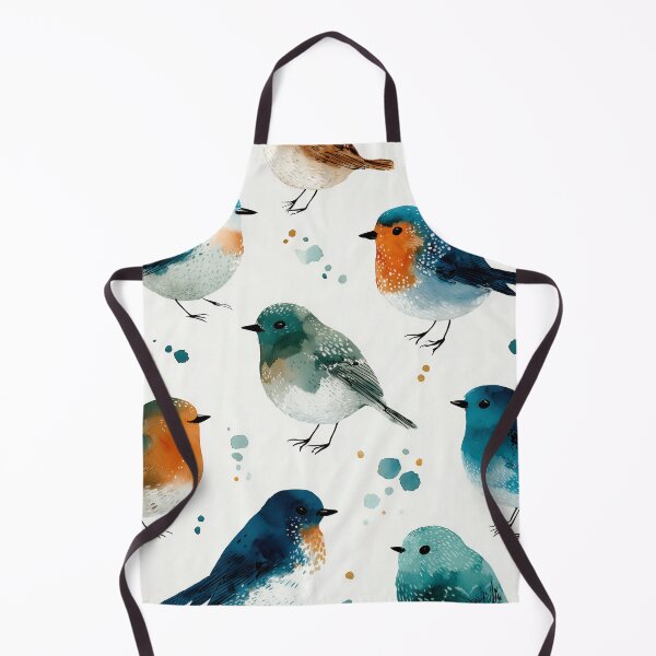 Item preview, Little Garden Birds – Cute Watercolor Robin Pattern designed and sold by solynneart.