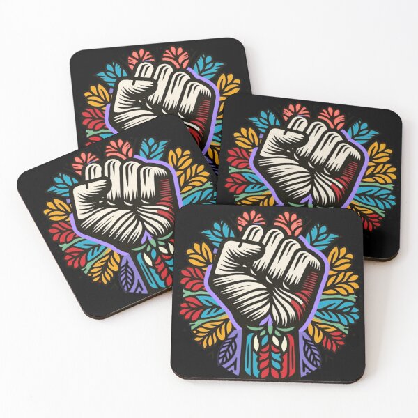 Item preview, Raised Fist Floral Power Protest T-Shirt designed and sold by blackBubble1.