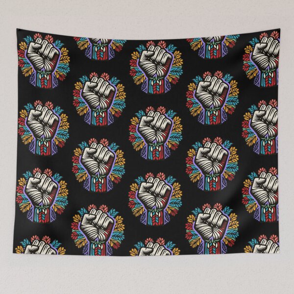 Item preview, Raised Fist Floral Power Protest T-Shirt designed and sold by blackBubble1.