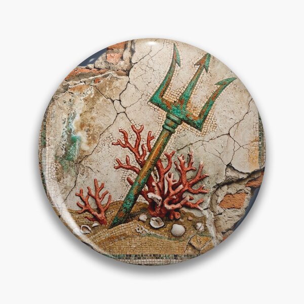 Item preview, Neptune’s Trident (Ancient Roman Mosaic/Fresco Fragment) designed and sold by codex antique.