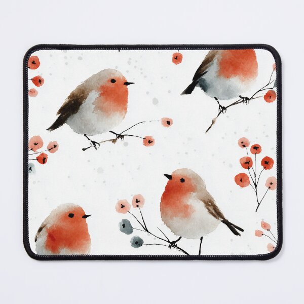 Item preview, Winter Robins – Watercolor Robin and Berry Branch Pattern designed and sold by solynneart.