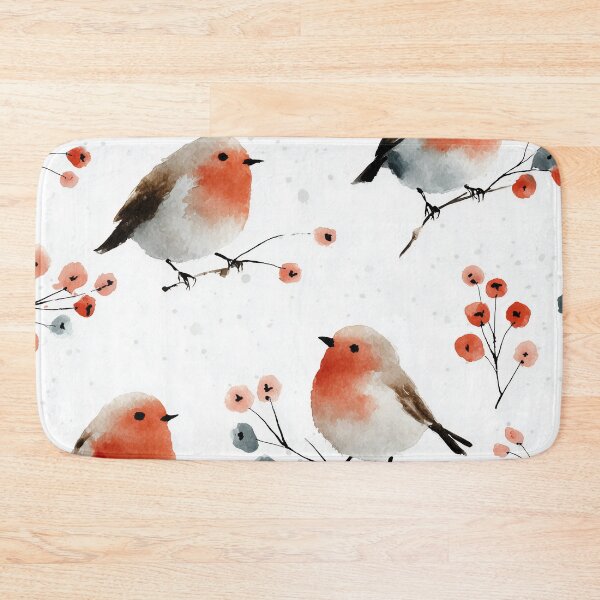 Item preview, Winter Robins – Watercolor Robin and Berry Branch Pattern designed and sold by solynneart.