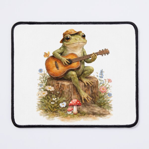 Item preview, frog in a hat sitting on a trunk and playing guitar  designed and sold by paggorek.