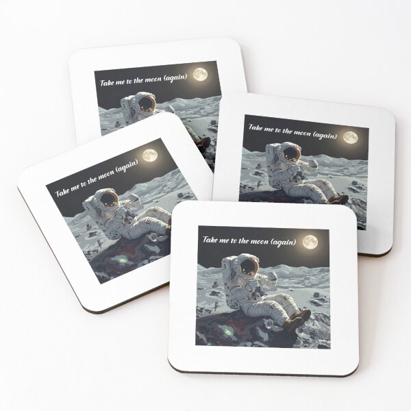 Item preview, Retro Astronaut Drinking Coffee on Moon - Take Me To The Moon Again Space Art designed and sold by siempredesign.