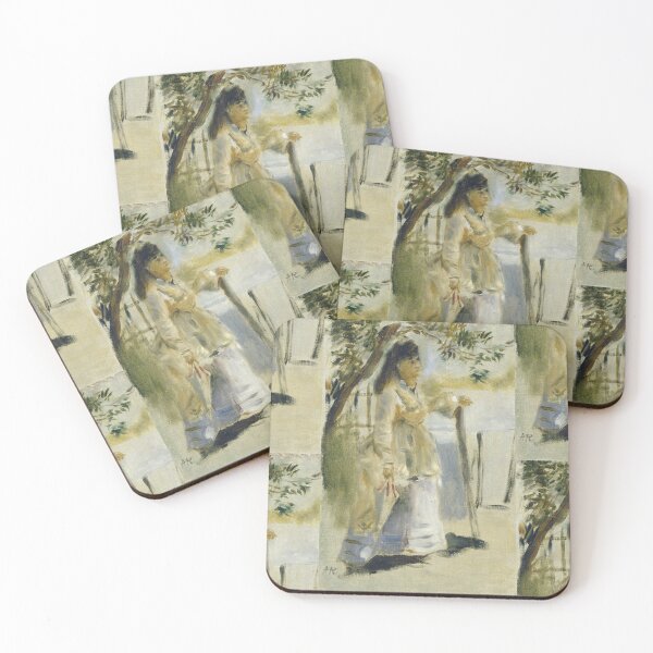 Item preview, Woman By a Fence by Pierre-Auguste Renoir: Impressionist Fine Art Poster designed and sold by artofuniverse.
