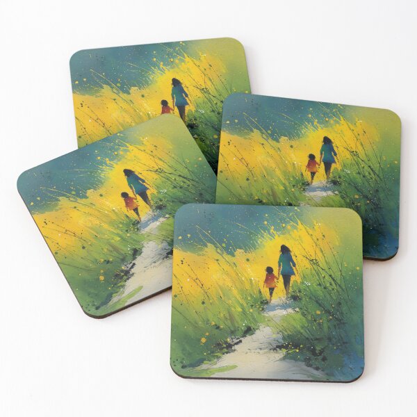 Item preview, The Path Ahead – Mother and Child Walking Through a Summer Field Watercolor designed and sold by solynneart.