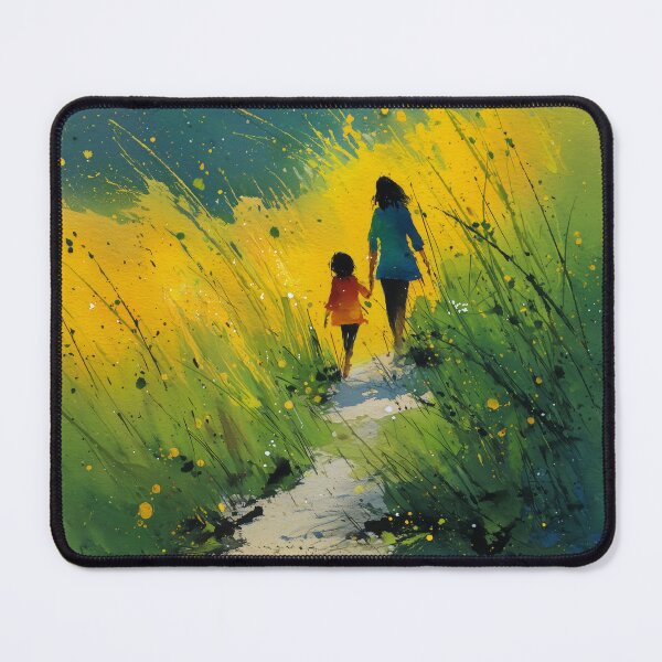Item preview, The Path Ahead – Mother and Child Walking Through a Summer Field Watercolor designed and sold by solynneart.