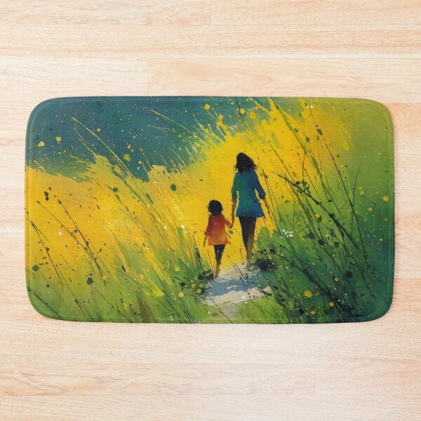 Item preview, The Path Ahead – Mother and Child Walking Through a Summer Field Watercolor designed and sold by solynneart.