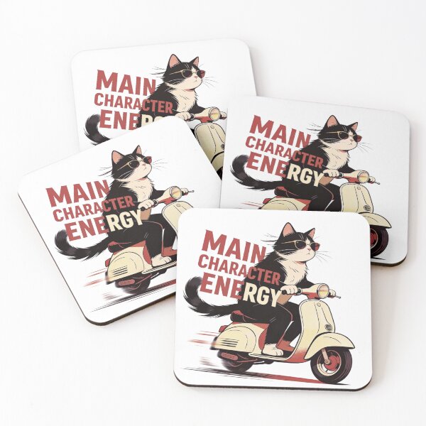 Item preview, Main Character Energy Cat Riding Scooter Funny Cool Cat Aesthetic Design designed and sold by Anastasiia Yurevych.