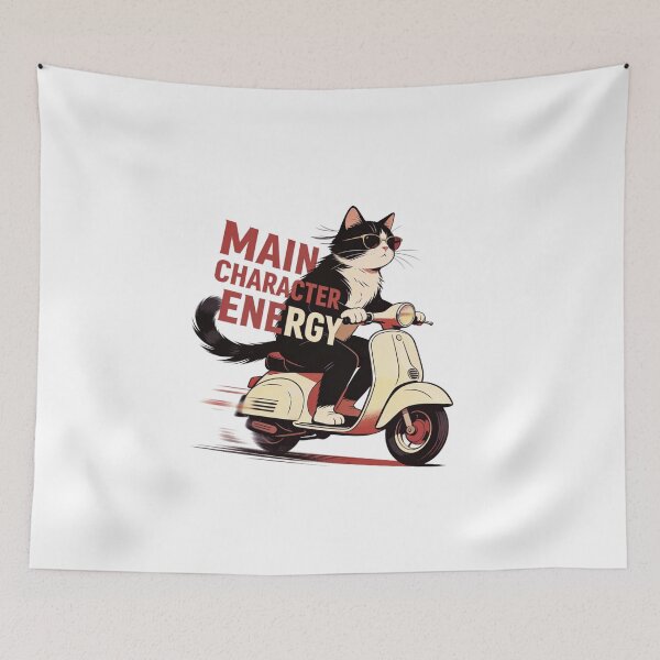 Item preview, Main Character Energy Cat Riding Scooter Funny Cool Cat Aesthetic Design designed and sold by Anastasiia Yurevych.