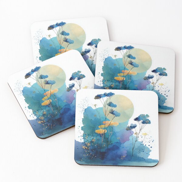 Item preview, Moonlit Wildflowers – Blue Botanical Watercolor Painting designed and sold by solynneart.