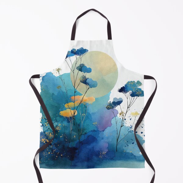 Item preview, Moonlit Wildflowers – Blue Botanical Watercolor Painting designed and sold by solynneart.