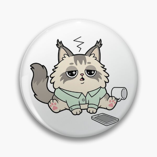 Item preview, Kawaii Maine Coon Cat Burnout Overwhelmed designed and sold by Inna Myrien.