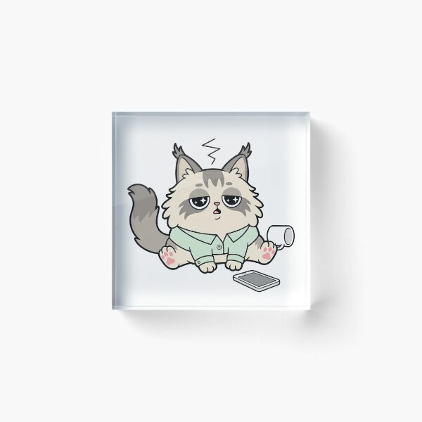Item preview, Kawaii Maine Coon Cat Burnout Overwhelmed designed and sold by Inna Myrien.