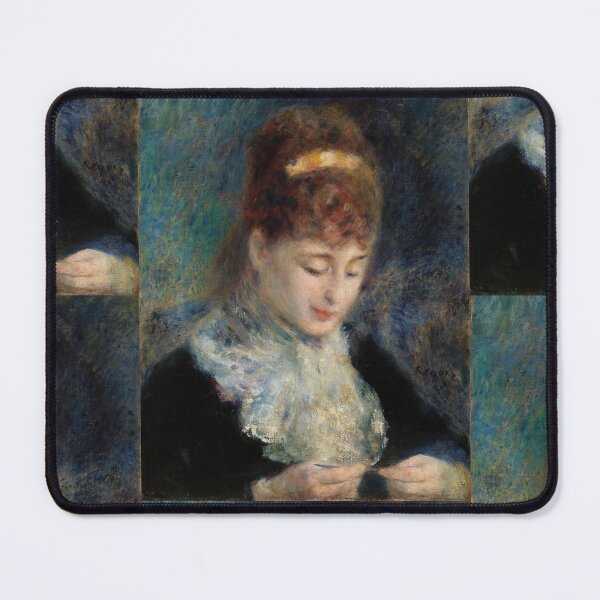 Item preview, Woman Crocheting by Pierre-Auguste Renoir: Romantic Impressionist Portrait Poster designed and sold by artofuniverse.