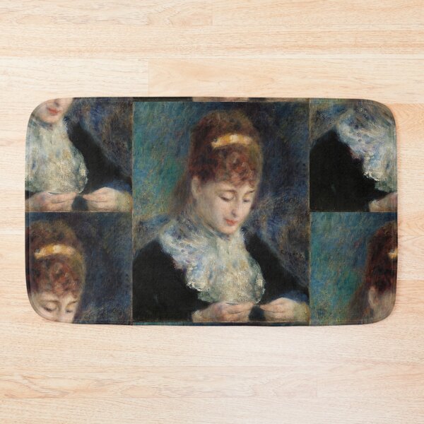Item preview, Woman Crocheting by Pierre-Auguste Renoir: Romantic Impressionist Portrait Poster designed and sold by artofuniverse.