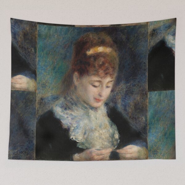 Item preview, Woman Crocheting by Pierre-Auguste Renoir: Romantic Impressionist Portrait Poster designed and sold by artofuniverse.