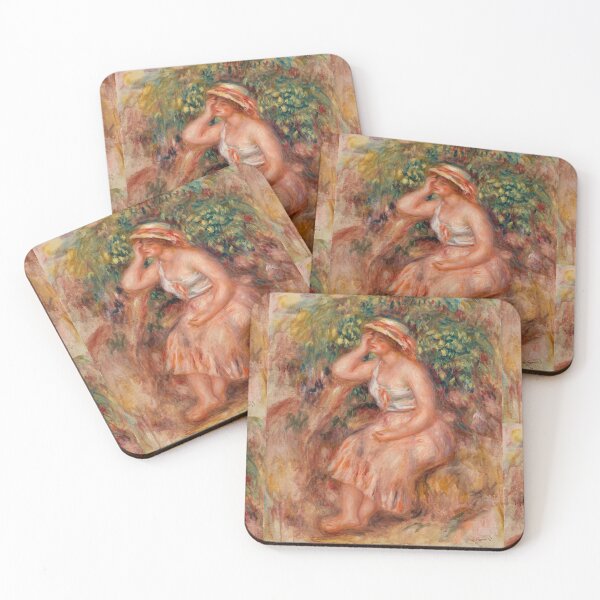 Item preview, Woman Daydreaming Reveuse by Pierre-Auguste Renoir: Romantic Impressionist Poster designed and sold by artofuniverse.