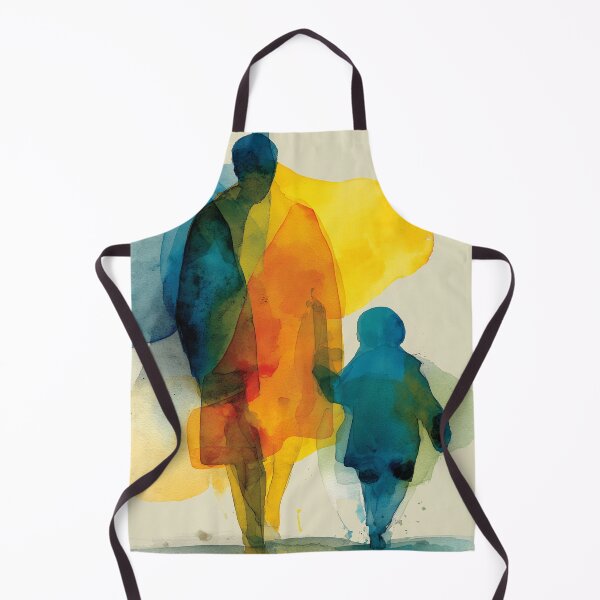 Item preview, Side by Side – Parent and Young Child Walking Together Watercolor Painting designed and sold by solynneart.