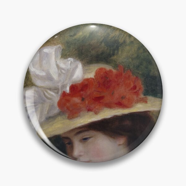Item preview, Woman in a Flowered Hat by Pierre-Auguste Renoir: Romantic Impressionist Portrait designed and sold by artofuniverse.