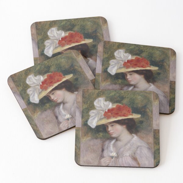 Item preview, Woman in a Flowered Hat by Pierre-Auguste Renoir: Romantic Impressionist Portrait designed and sold by artofuniverse.