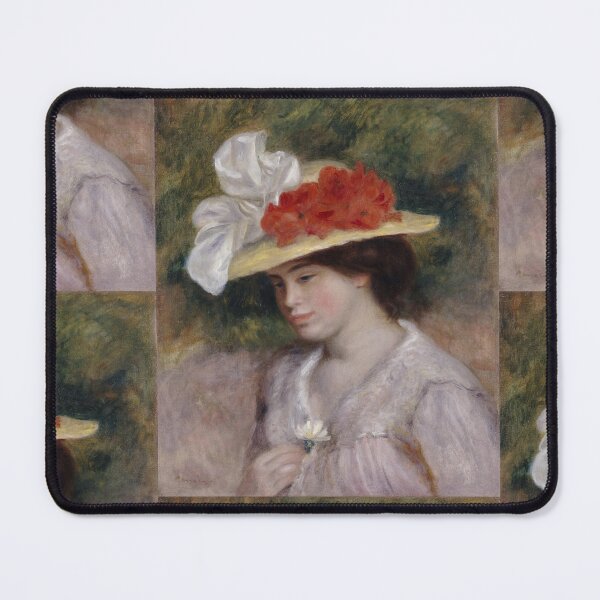 Item preview, Woman in a Flowered Hat by Pierre-Auguste Renoir: Romantic Impressionist Portrait designed and sold by artofuniverse.