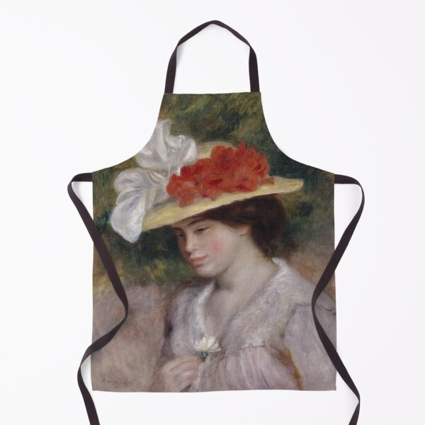 Item preview, Woman in a Flowered Hat by Pierre-Auguste Renoir: Romantic Impressionist Portrait designed and sold by artofuniverse.