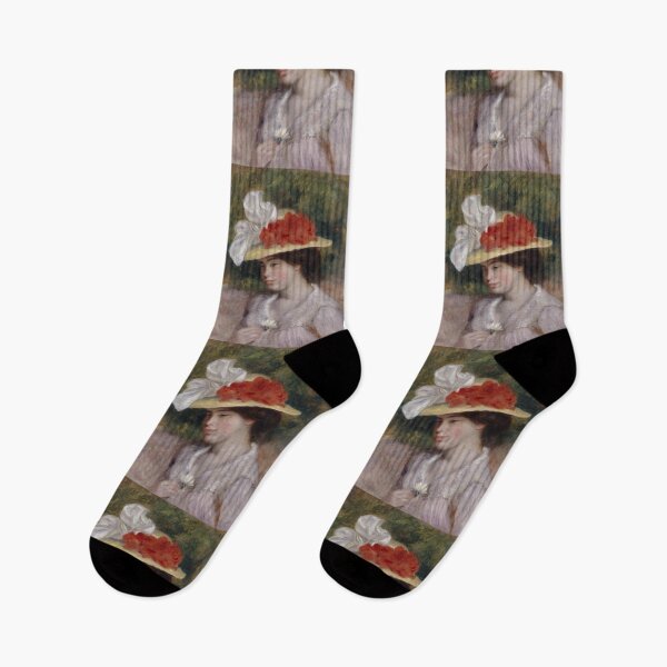 Item preview, Woman in a Flowered Hat by Pierre-Auguste Renoir: Romantic Impressionist Portrait designed and sold by artofuniverse.