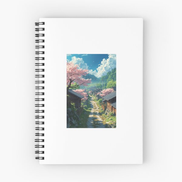 Item preview, Cherry Blossom Anime Village Path designed and sold by peacefulframes.art.