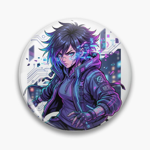 Artikelvorschau, Cyberpunk Anime Hacker Mädchen Neon Stil entworfen und verkauft von Otaku-Addiction.