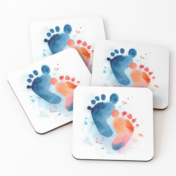 Item preview, Tiny Feet – Newborn Baby Footprints Watercolor Painting designed and sold by solynneart.