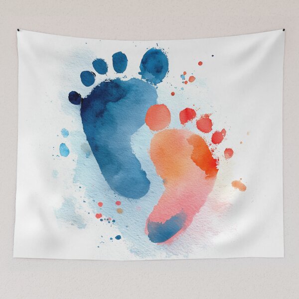 Item preview, Tiny Feet – Newborn Baby Footprints Watercolor Painting designed and sold by solynneart.