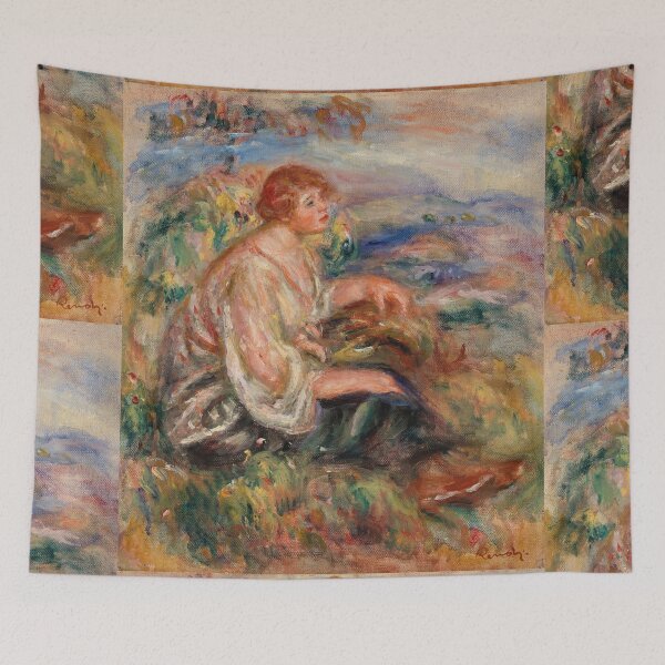 Item preview, Woman in Tulle Blouse and Black Skirt by Pierre-Auguste Renoir: Impressionist Portrait Poster designed and sold by artofuniverse.