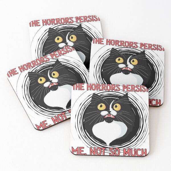 Item preview, The Horrors Persist. Me, not so much tuexedo cat anxiety designed and sold by MsBrillMakes.