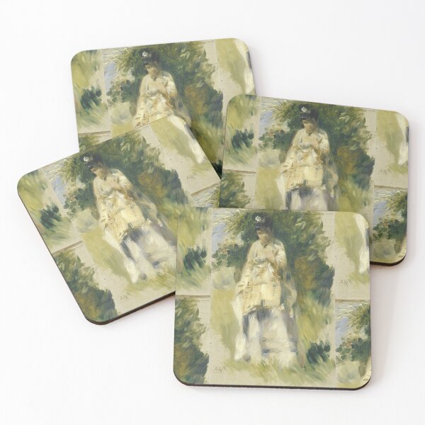Item preview, Woman Standing By a Tree by Pierre-Auguste Renoir: Serene Impressionist Poster designed and sold by artofuniverse.