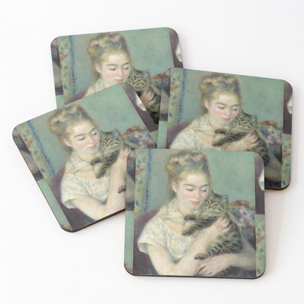 Item preview, Woman With a Cat by Pierre-Auguste Renoir: Impressionist Fine Art Poster designed and sold by artofuniverse.