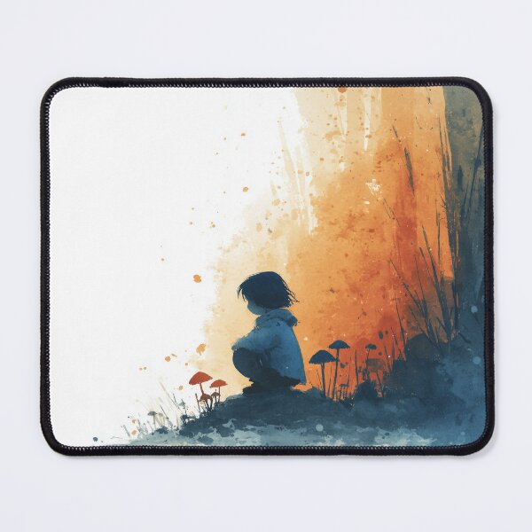 Item preview, Little Explorer – Child Discovering Mushrooms in the Forest Watercolor Painting designed and sold by solynneart.