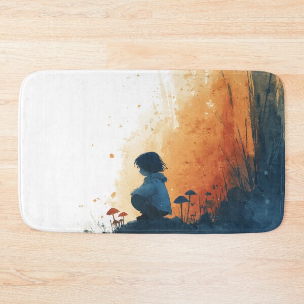 Item preview, Little Explorer – Child Discovering Mushrooms in the Forest Watercolor Painting designed and sold by solynneart.