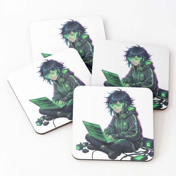 Item preview, Cyberpunk Anime Hacker Girl Coding Neon Aesthetic designed and sold by Otaku-Addiction.