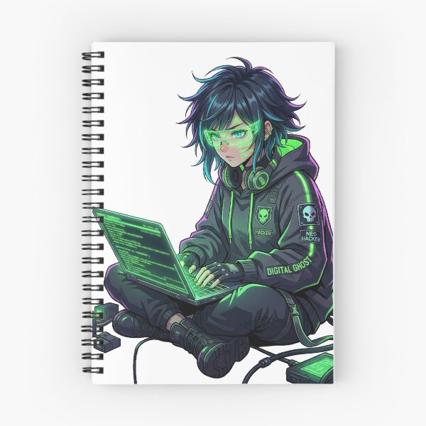 Item preview, Cyberpunk Anime Hacker Girl Coding Neon Aesthetic designed and sold by Otaku-Addiction.