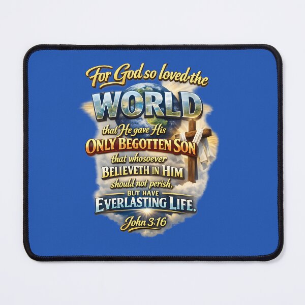 Item preview, John 3:16 4D Christian Design – “For God So Loved The World” Cross & Faith Artwork designed and sold by Imagetore.