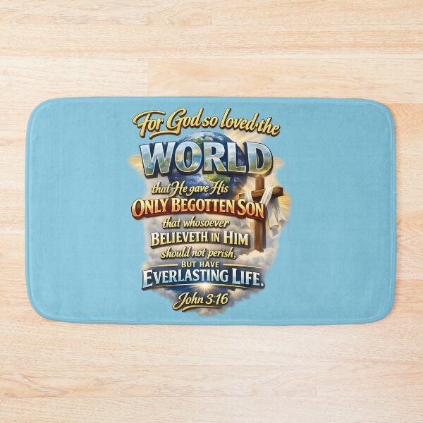 Item preview, John 3:16 4D Christian Design – “For God So Loved The World” Cross & Faith Artwork designed and sold by Imagetore.