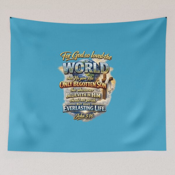Item preview, John 3:16 4D Christian Design – “For God So Loved The World” Cross & Faith Artwork designed and sold by Imagetore.