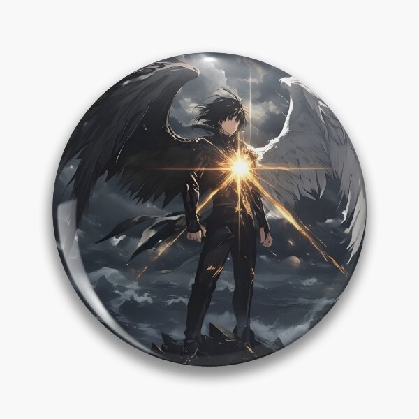 Item preview, The Celestial Divide: A Fallen Angel's Balance of Light and Shadow Above the Storm designed and sold by MouradStudio.