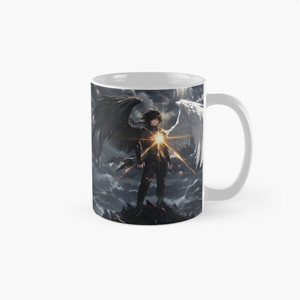 Item preview, The Celestial Divide: A Fallen Angel's Balance of Light and Shadow Above the Storm designed and sold by MouradStudio.