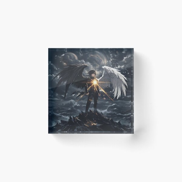 Item preview, The Celestial Divide: A Fallen Angel's Balance of Light and Shadow Above the Storm designed and sold by MouradStudio.