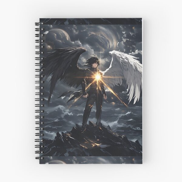 Item preview, The Celestial Divide: A Fallen Angel's Balance of Light and Shadow Above the Storm designed and sold by MouradStudio.