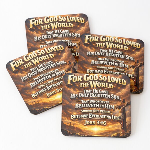 Item preview, John 3:16 4D Christian Art – Powerful Bible Verse with Cross & Heavenly Light Design designed and sold by Imagetore.